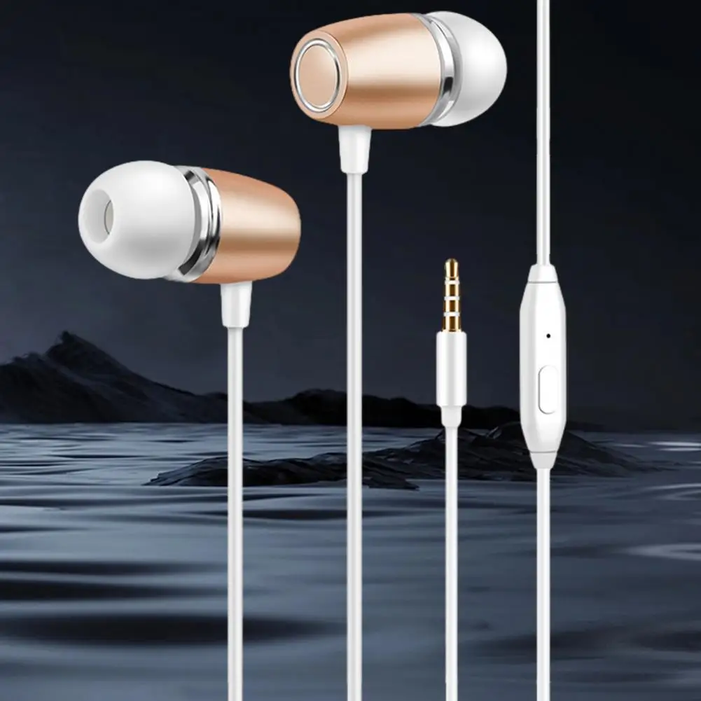 Hifi Earphones Surround Sound Earphones Metal Heavy In-ear Earbuds with Microphone for Mobile Phones Computers Hifi Sound