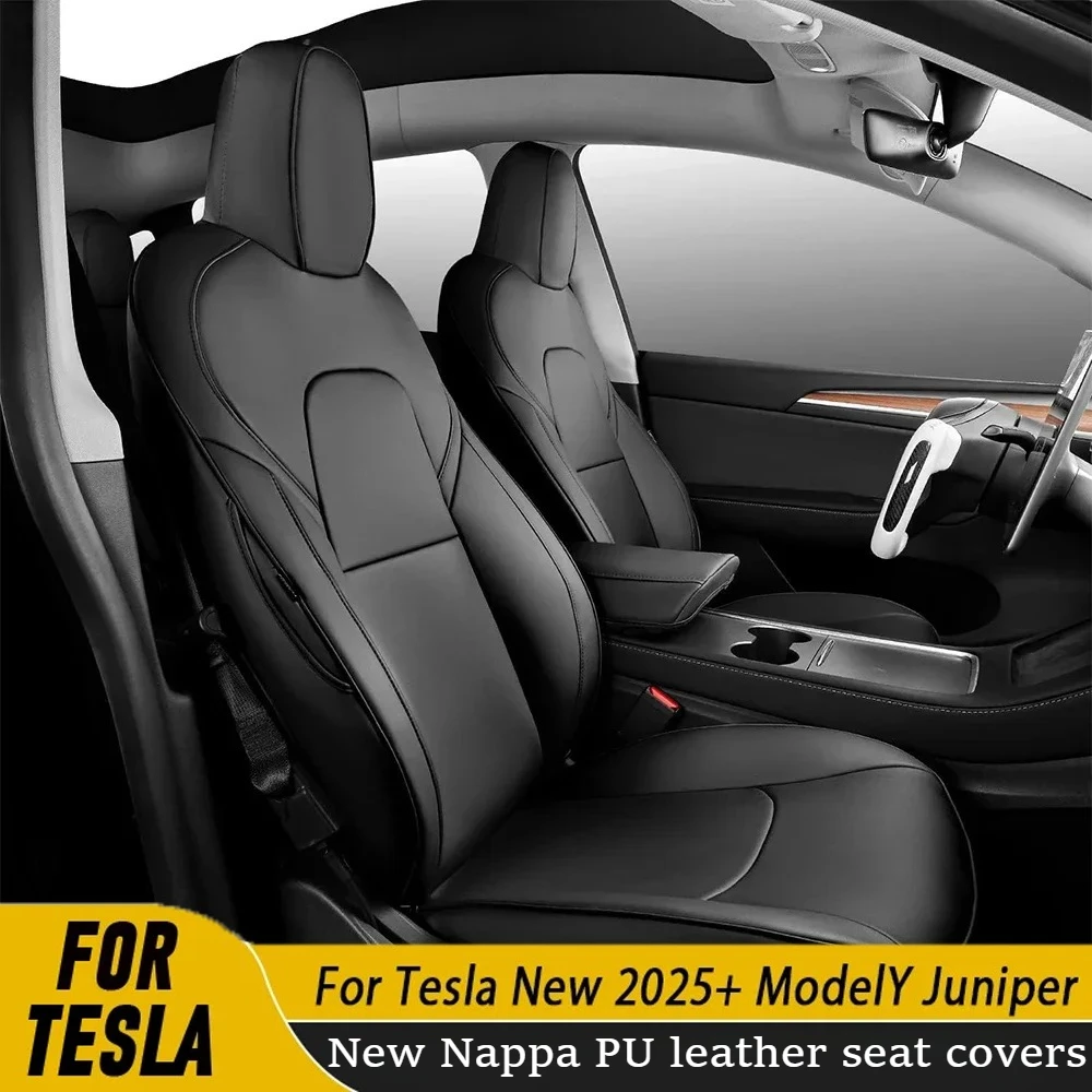 

New Nappa PU Leather Seat Covers for Tesla Model Y Juniper 2025+ Full Set of Soft Breathable Seat Cushion Protector Accessories