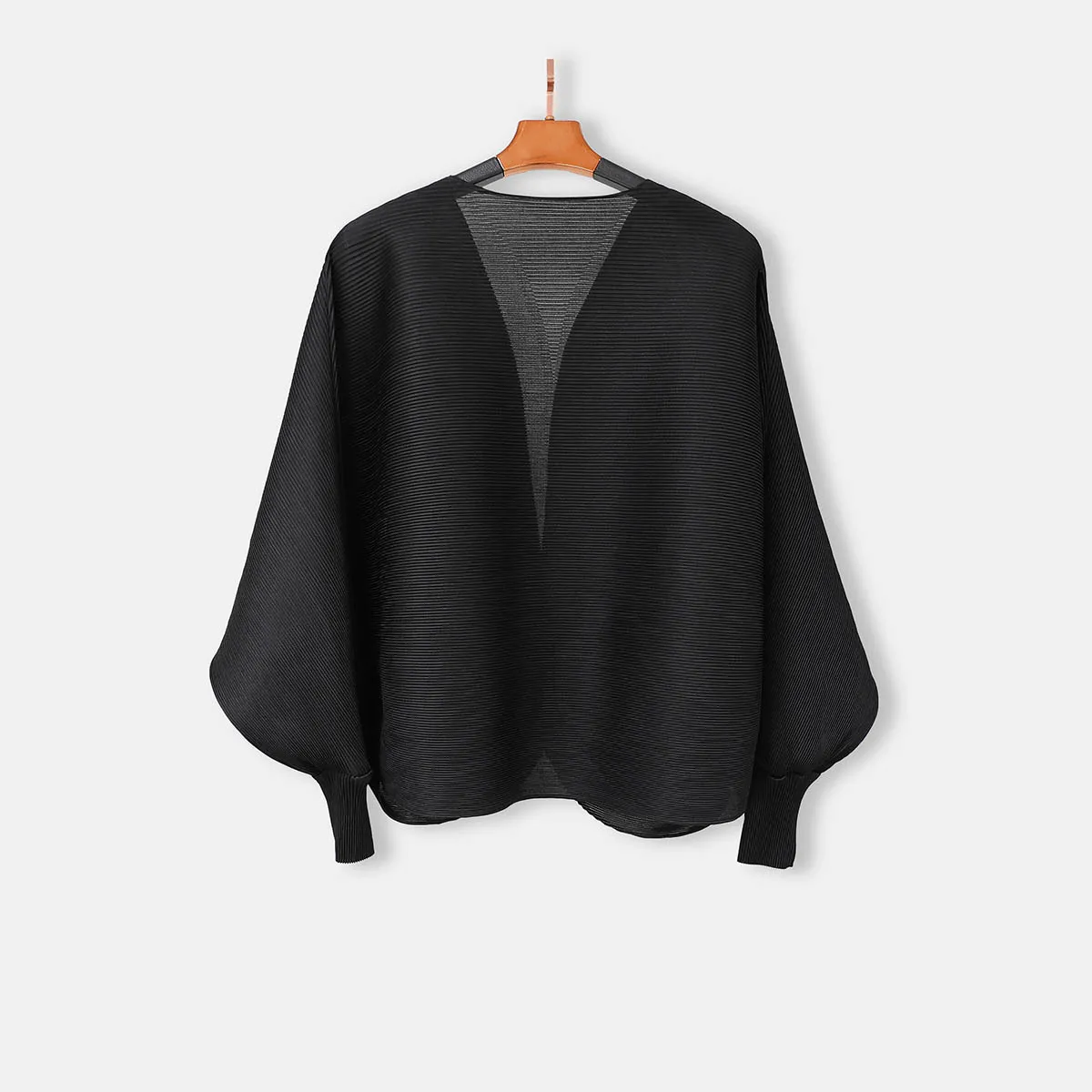 

Women's Casual Style Pleated Batwing Outerwear Spring Autumn New Loose Open Cardigan Top plus Size Polyester Fabric