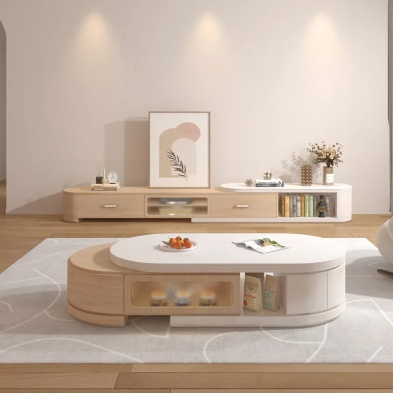 

household retractable TV stand cream wind simple designer TV cabinet Nordic home table télévision salon living room furniture