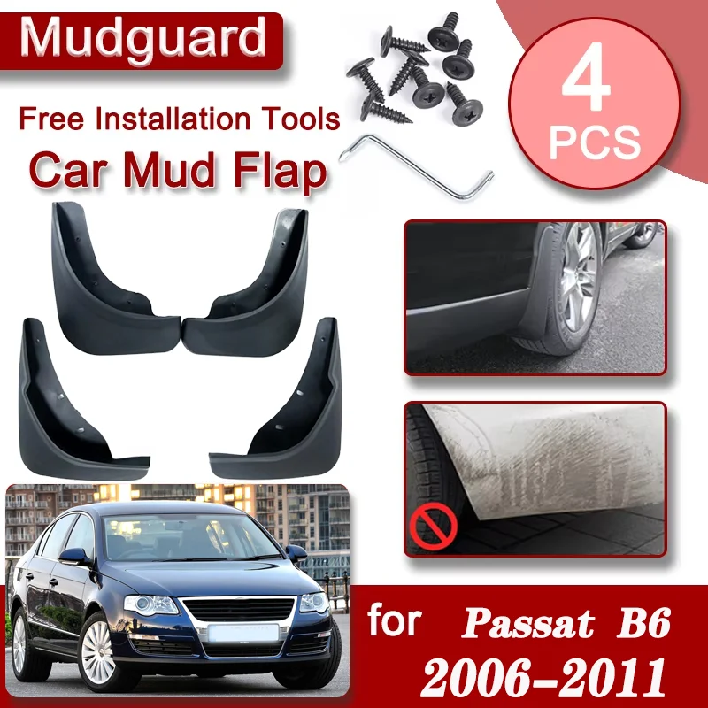 

Cars Front Rear Mudguards For Volkswagen VW Passat B6 2006-2011 4PCS Accessories Luxury Fender Mudguards Anti-splash Mud Flaps