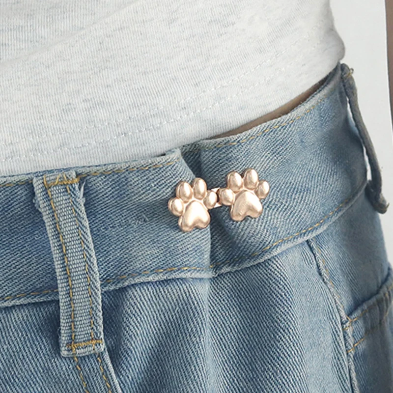

Cute Paw Prints Waist Buckle Removable Pant Clips Adjustable Waist Tightener No Sewing Required Waist Buckle