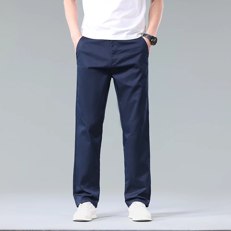 

Men's Summer Business Casual Pants Office Formal Wear Cotton Stretch Straight Trousers High Quality Comfortable Men's Clothing