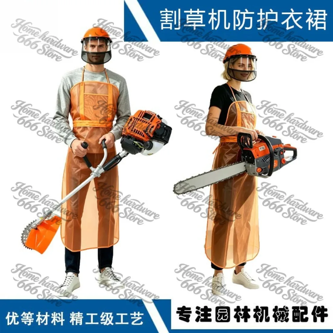 Mesh Lawn Mower Apron with Pockets, Fully Covered Breathable Gardening Lightweight Safety Garden Overalls Worker Model