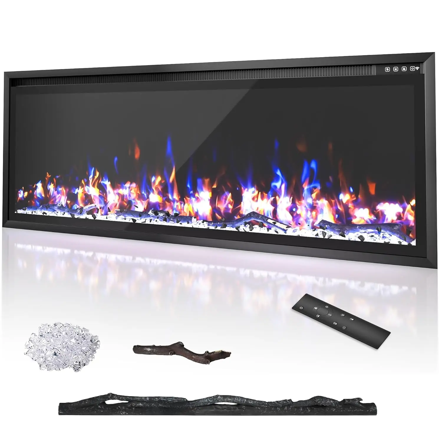 

50'' Electric Fireplace Wall Mounted Fireplace Insert with Remote Control, Fireplace Heater for Living Room with, Customized