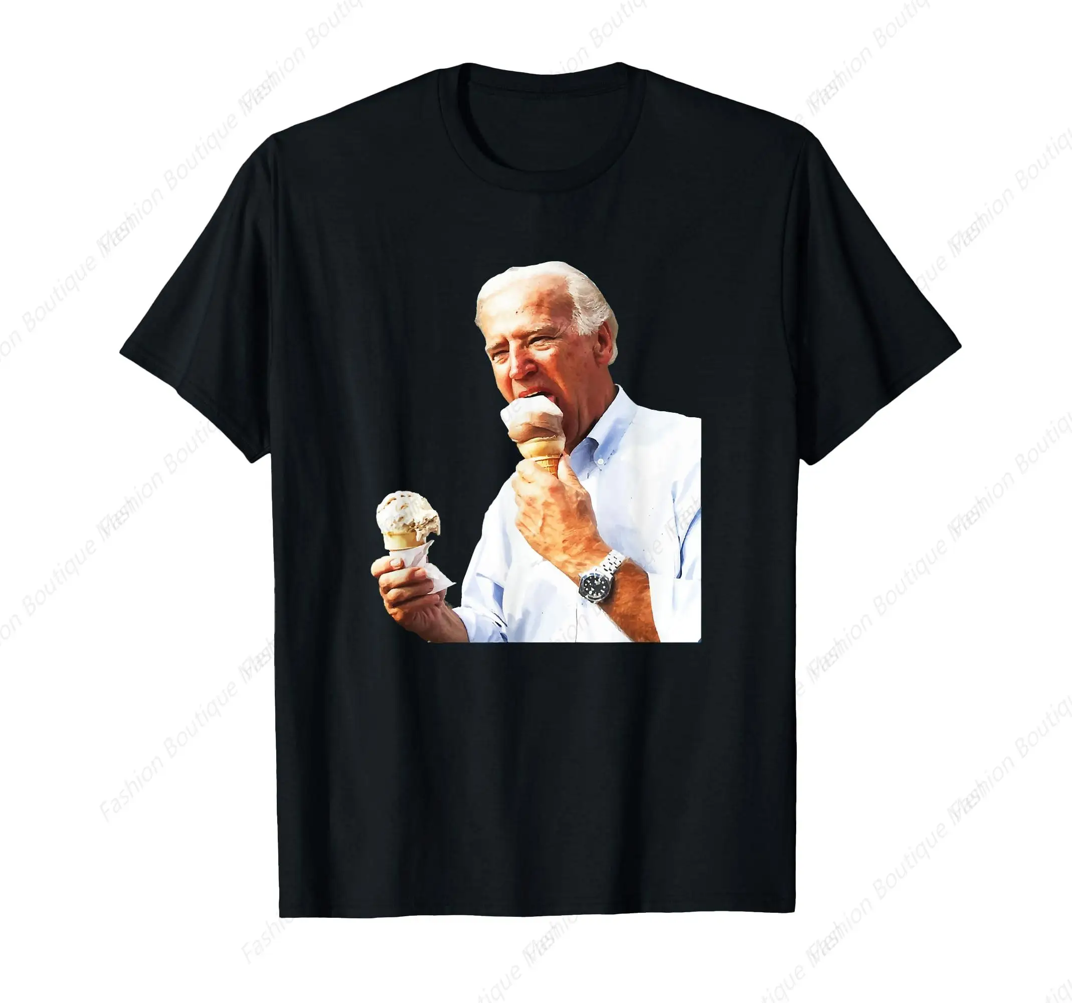 

Hot-Selling Joe Biden Eating Ice Cream T-Shirt Funny Cotton O-Neck T-Shirt