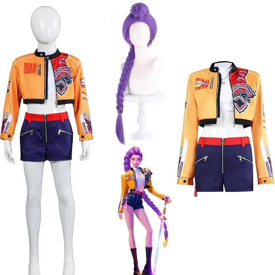 

Huntrix Rumi Cosplay Costume Woman Stage Performance Full Set Clothes Mother Daughter Matching Set Halloween Party Dress Up Wigs