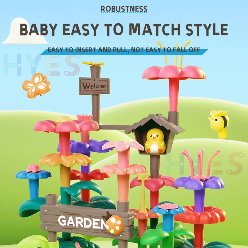 DIY Flower Garden Building Toys Assembled Blocks Playset Kids Puzzle Preschool Educational Handwork Flower Arrangement Set Gifts