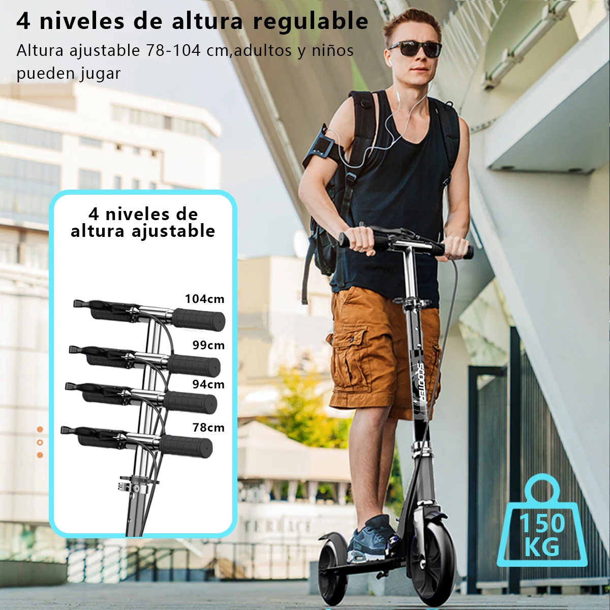 Children's Three Eagle Scooter, 6-12-plus Children's Scooters, Two-wheel Folding Pedals, Large Mobility Device for Children and Adults, Sliding Block, New, Maximum of 150 kg