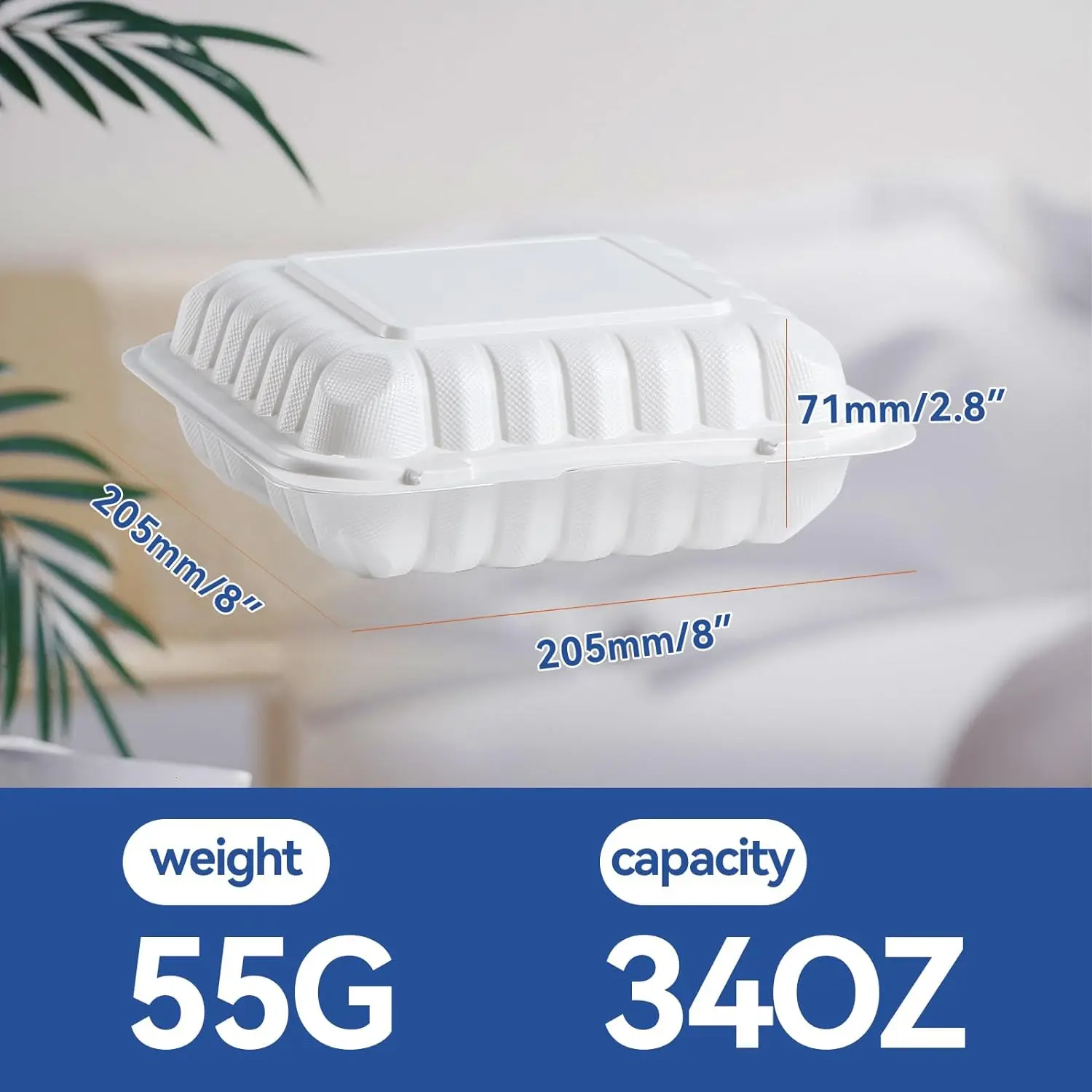 34 oz To Go Containers  3 Compartment Food Container  Clamshell Take Out Containers