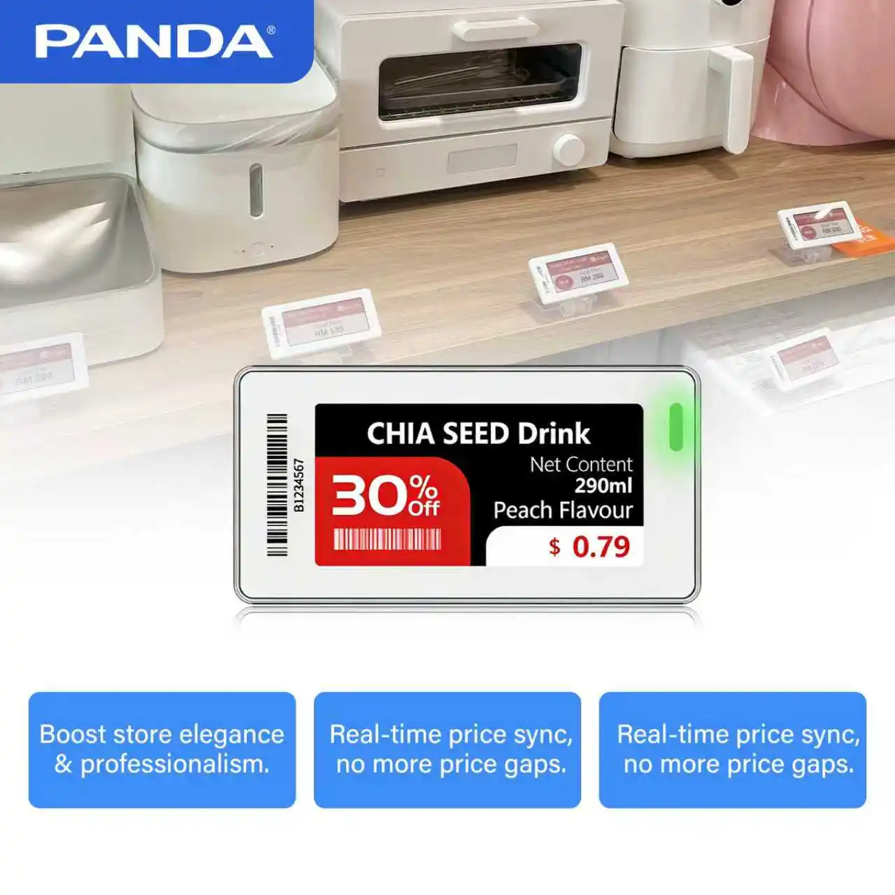 PANDA 2.13-inch color e-ink display magnet for storage electronic paper labels low-power and environmentally friendly labels