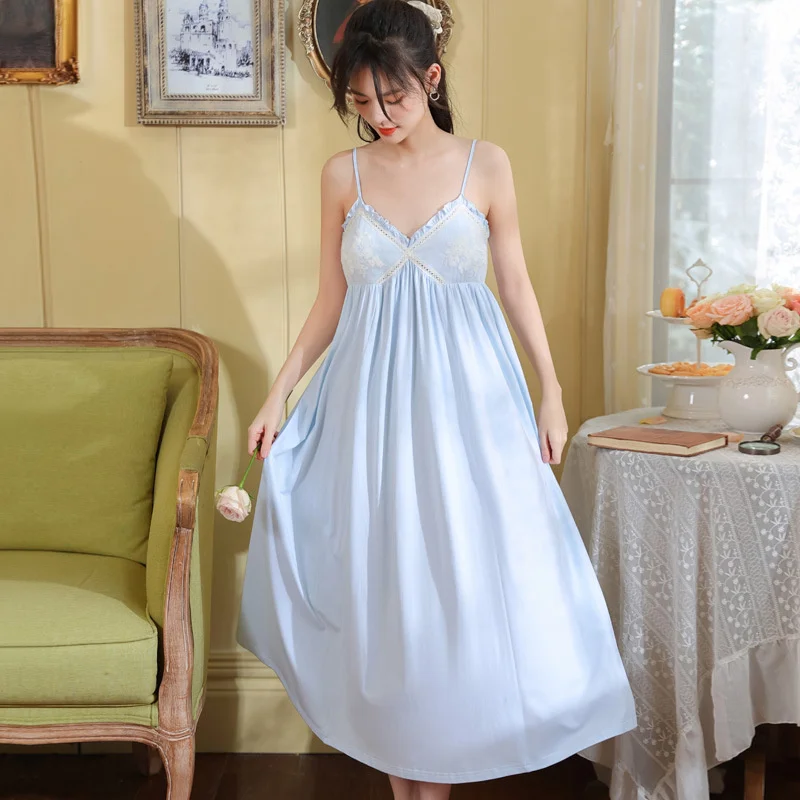 

Summer New Sweet Palace Embroidered Lace Knitted Cotton Small Sexy Sling Lace Nightdress Princess Pajamas