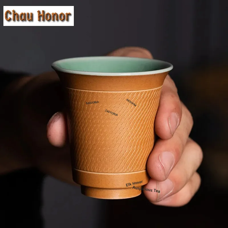 

70ml Handamde Jumping Knife Master Single Cup Chinese Longquan Celadon Teacup Fragrance Personal Mug Special Mug Teaware Gifts