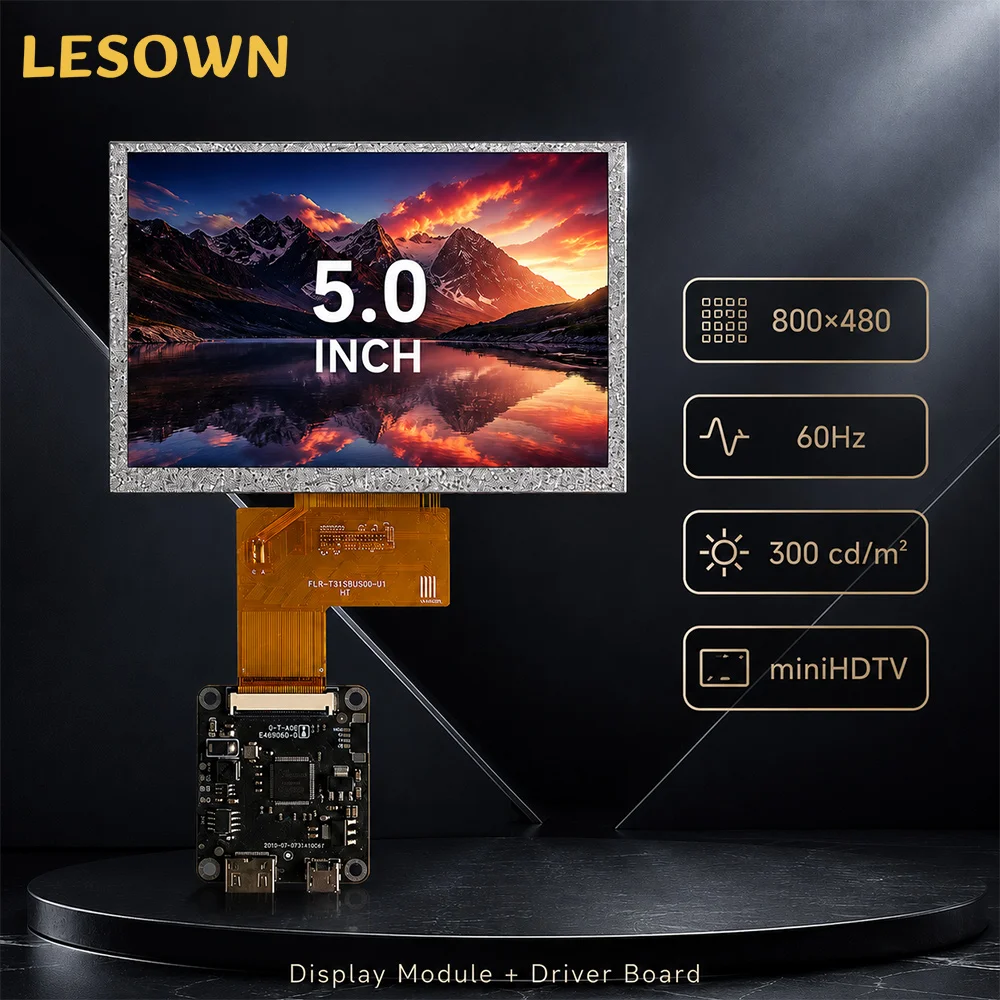 LESOWN 5 inch 16:9 Display Kit Plug-and-Play 500:1 Contrast Visual Board with MiniHDTV for Retro Arcade