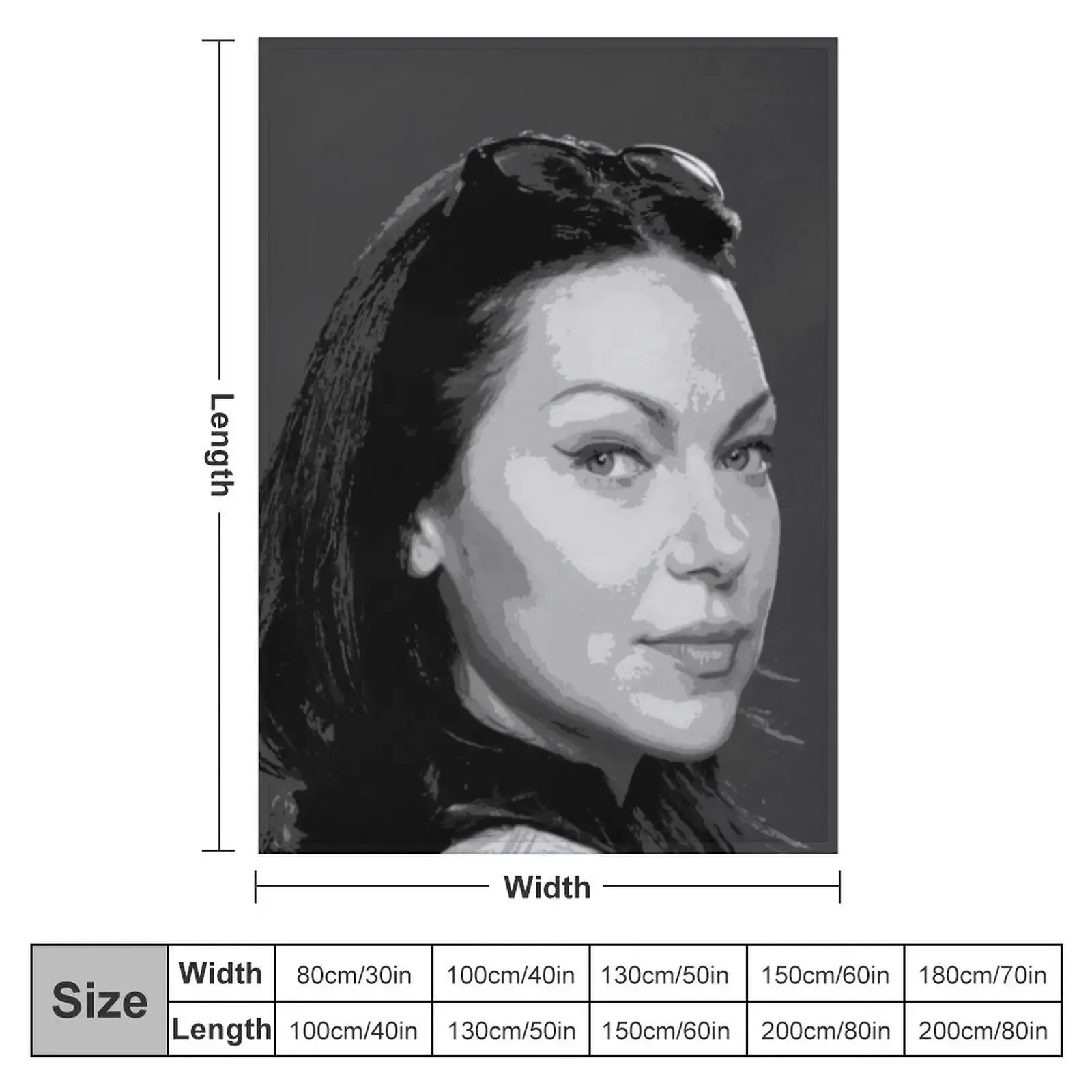 Laura Prepon Black & White Pop Art Portrait Painting Throw Blanket couch cozy soft plush fuzzy picnic outdoor blanket