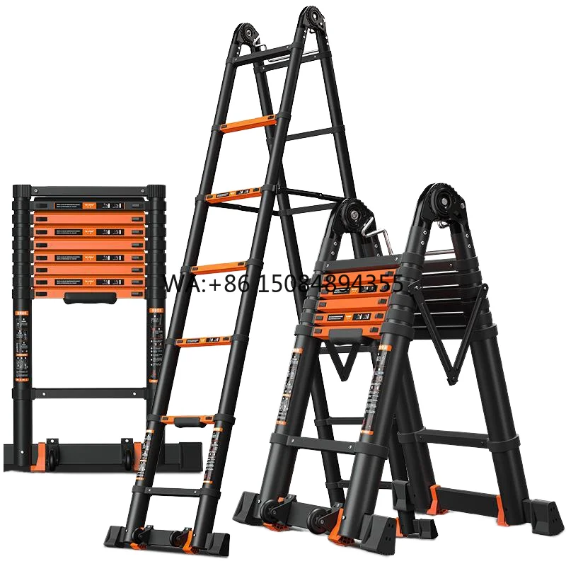 Modern Designed Thickened Aluminum Alloy Telescopic Ladder Anti-Slip Multifunctional Folding Domestic Ladder CE Certified