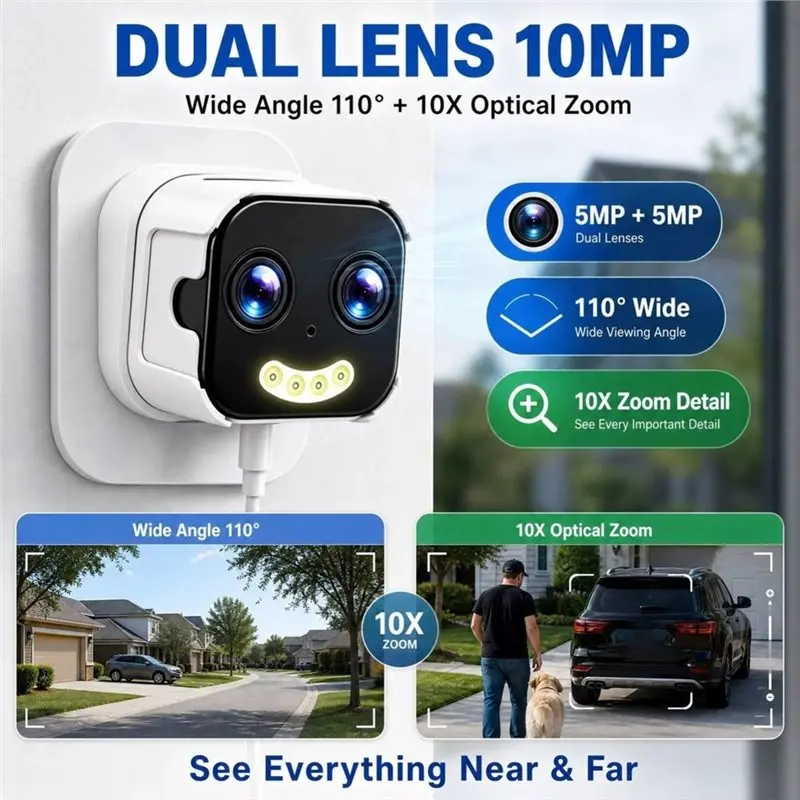Extensive Sale IP CCTV 10MP Dual Lens Window Camera 10X Zoom 5G Wifi Security System Dual Night Vision Human Detection Two-Way T