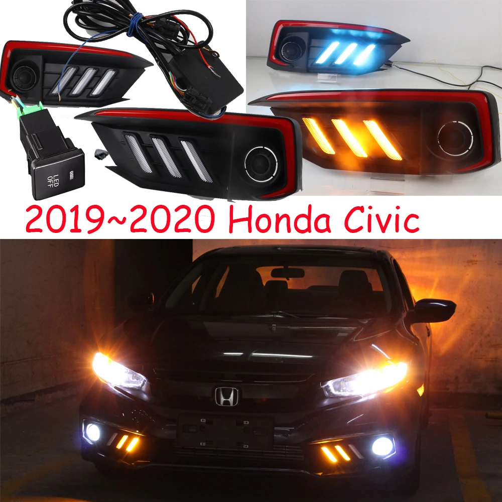 one set car Bumper headlight for Civic daytime light 2019~2020y car accessories,LED DRL headlamp for Civic fog light