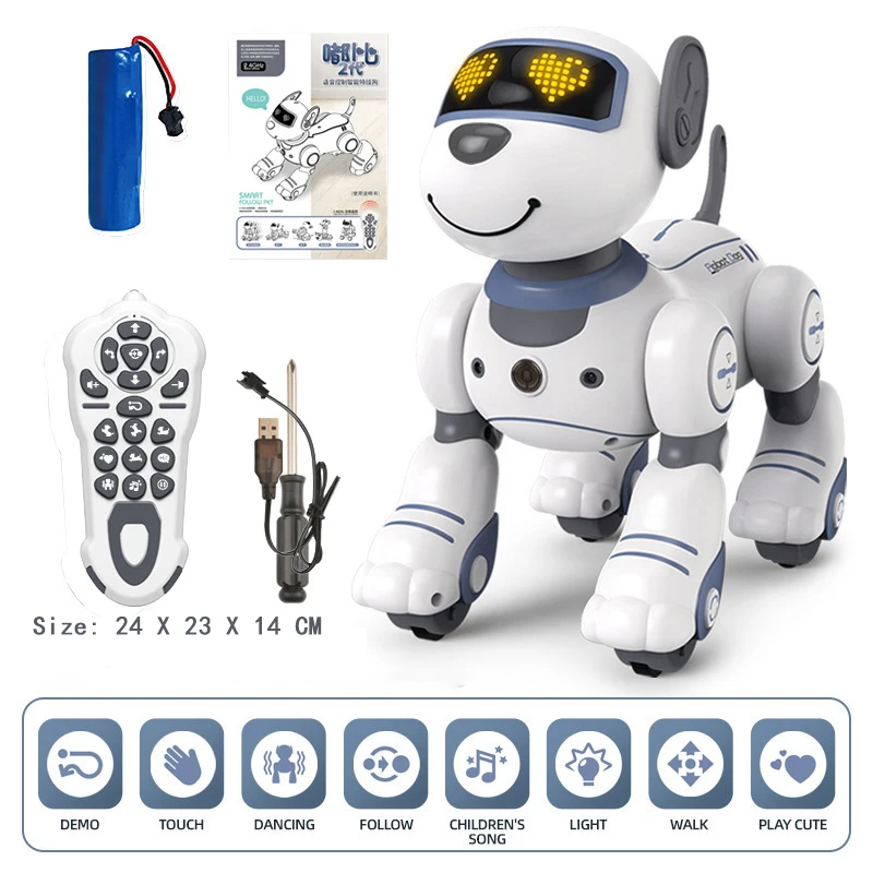 Programming Remote Control Dog Robots Toys Kids Girls Music Dancing Robotic Children Simulation RC Animals Boys Puzzle Smart Pet