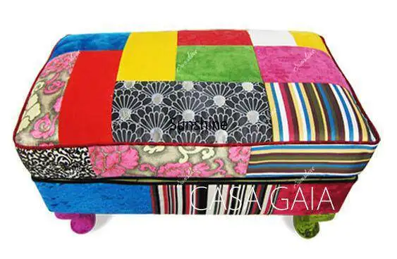 

Custom splicing craft candy color fabric footstool