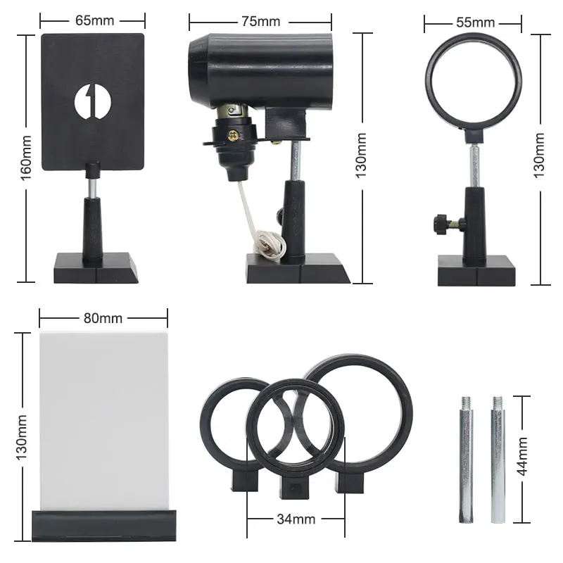 Optical Experiment Set Plano Convex Lenses Double Convex Lens Candle Holders Set \