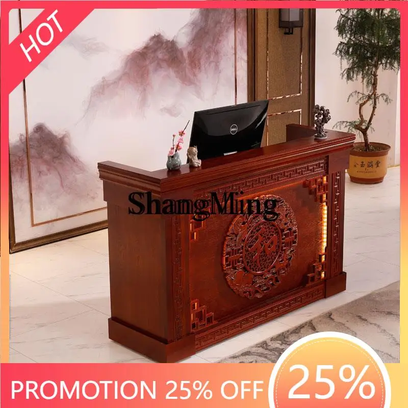 

FGgood-looking Chinese style checkout page retro solid wood antique foot therapy hotel teahouse restaurant multi-functional bar