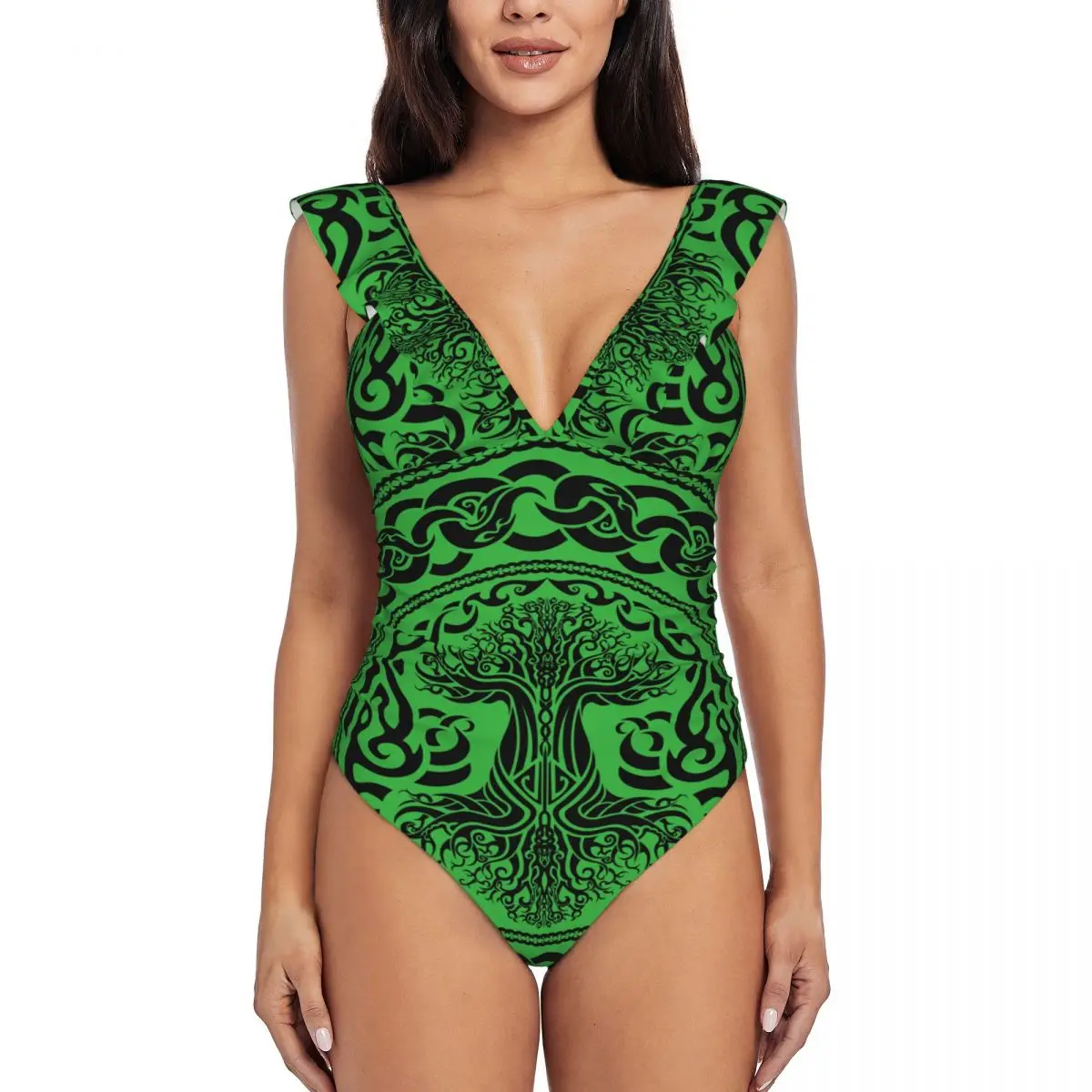 

2024 Women's Bodysuit Thong Yggdrasil Tree Of Life Swimsuits Girls