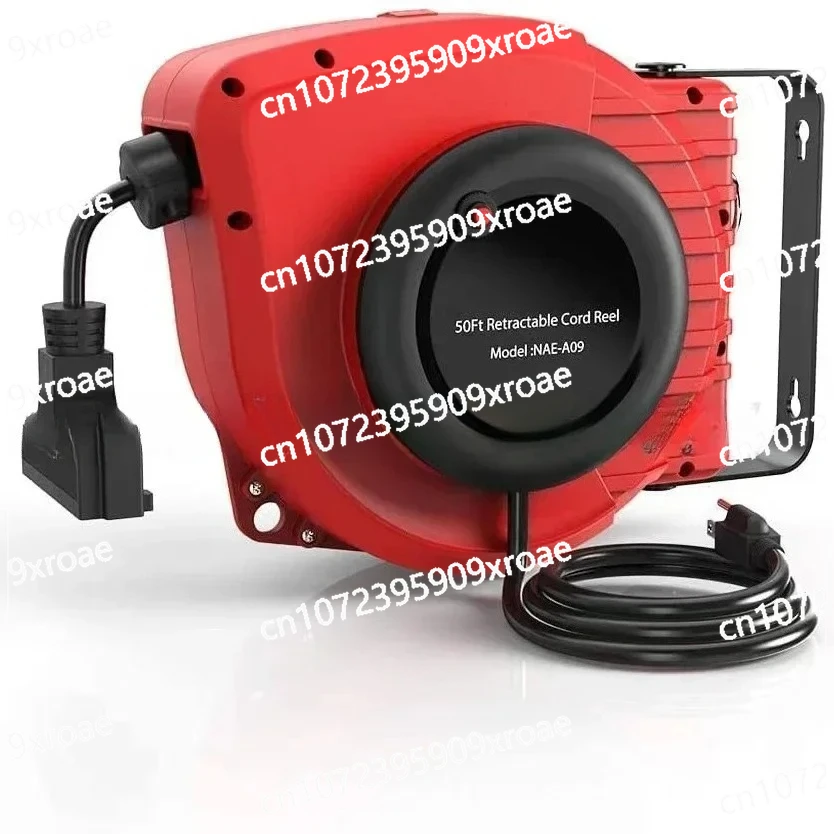 

Electrical Power Cord Reel 14AWG 13A 3C SJT with Grounded Triple Tap Outlet Retractable Extension Cord Reel 50FT+4.5 (15+1.5M)