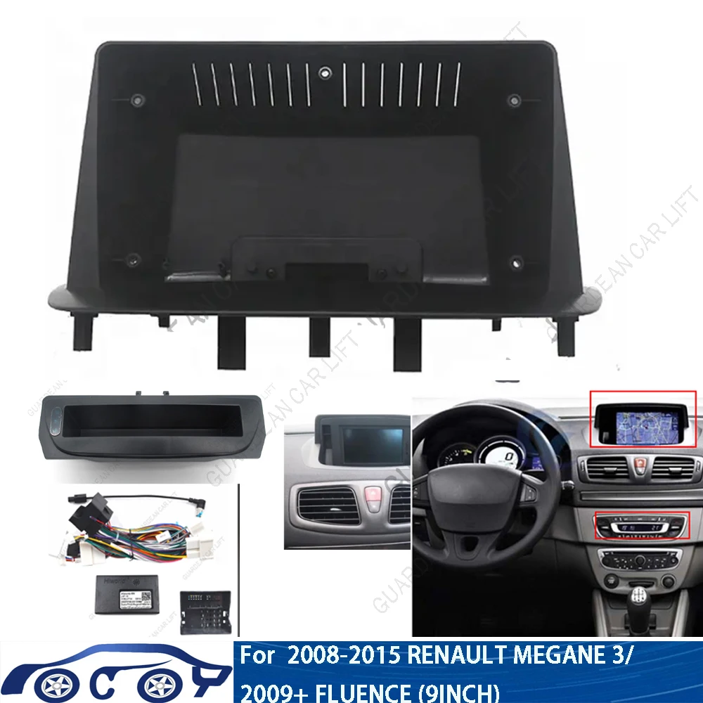 For RENAULT Megane 3 Fluence  2008-2016 9 Inch Car Radio Fascia Android Frame Head Unit Panel Dashboard Original Cable Canbus