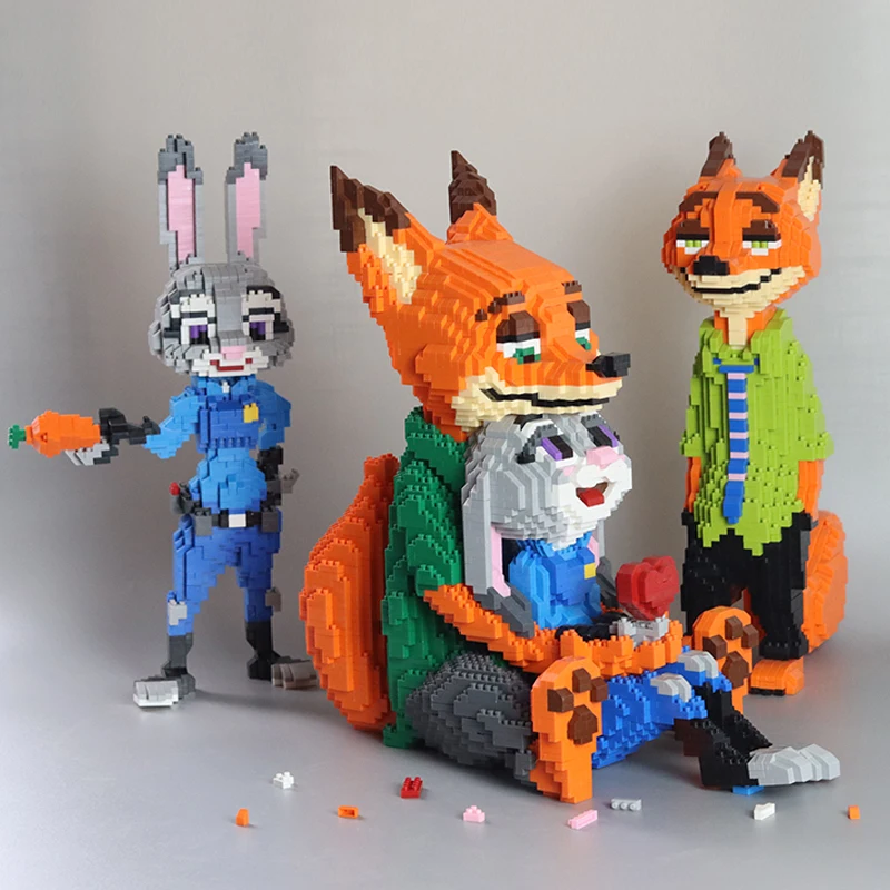 Disney Anime Judy Nick Micro Building Blocks Cartoon Movie Zootropolis Diamond Bircks Model Fox Rabbit Toys Adult Children Gifts