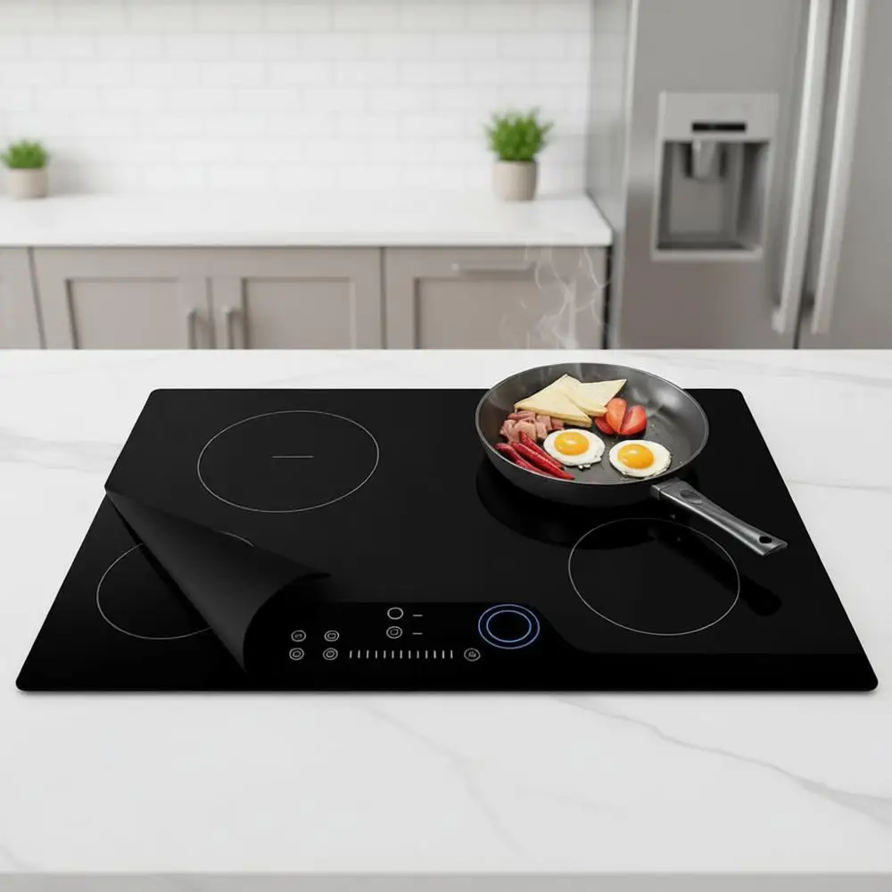

Induction Cooktop Protector Mat, Translucent Stove Top Cover, Semi-transparent Black, 21.2x35.4 inch