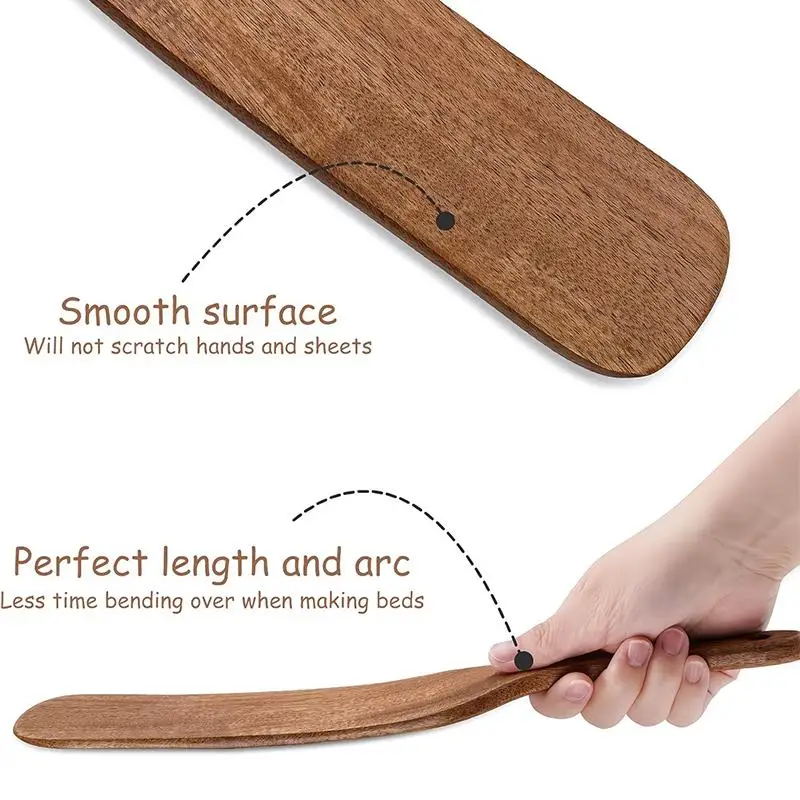 【B】1/2Pc Wood Mattress Lifter For Changing Bed Sheets Skirts Bed Skirt Tuck Tool Protect Your Back And Hands Housework Tool