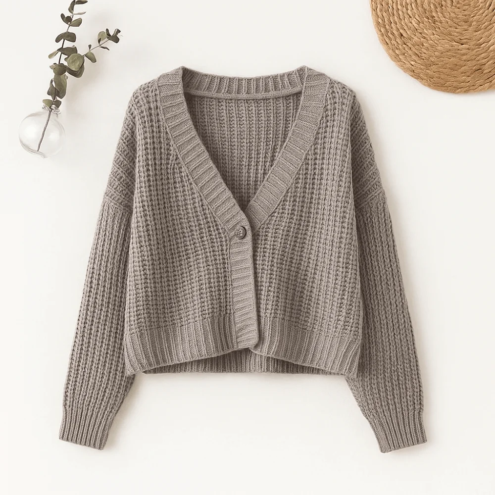 긴 소매 격자무늬 크로셰 스웨터 루즈 프레피 스타일 가디건 여성 Y2K 여성 상의 가을 봄 슬림 크롭 코트 스트리트웨어