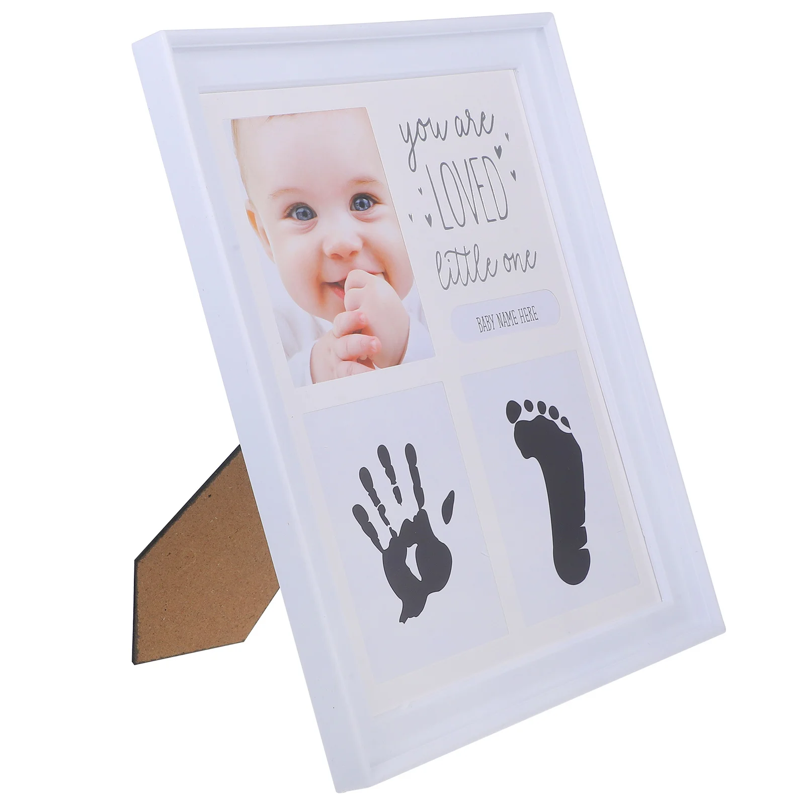 

Baby Fingerprint Footprint Photo Frame ABS Glass Baby Growth Decor Compact Infant First Year Memory Holder Newborn Keepsake