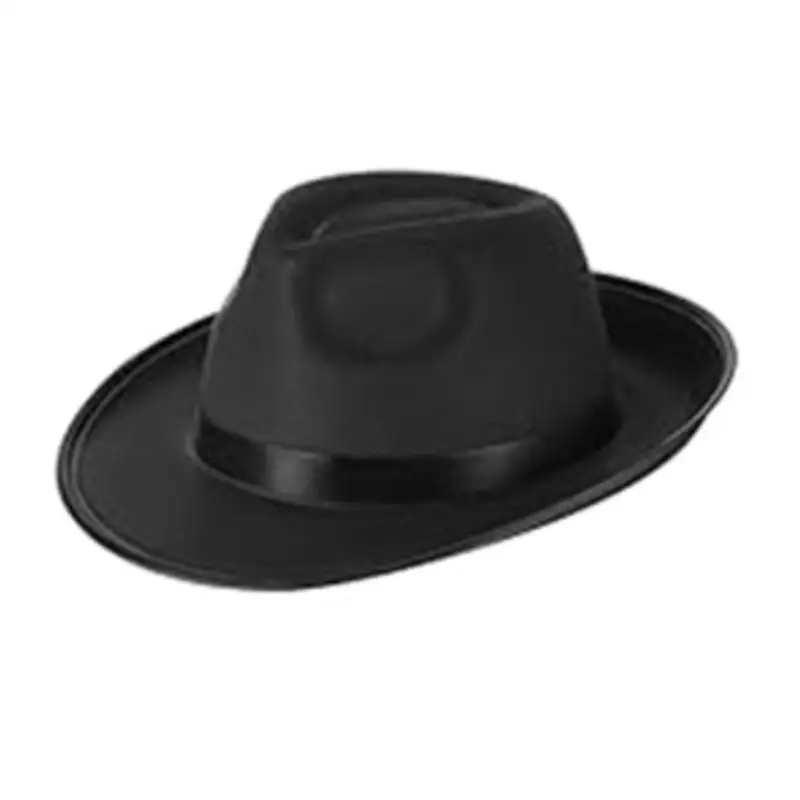 A52E Rollkrempen-Hut für Erwachsene, Bühnenshow, Trilby-Hut, Vliesstoff, flacher cooler Fedora-Hut – Detail 7