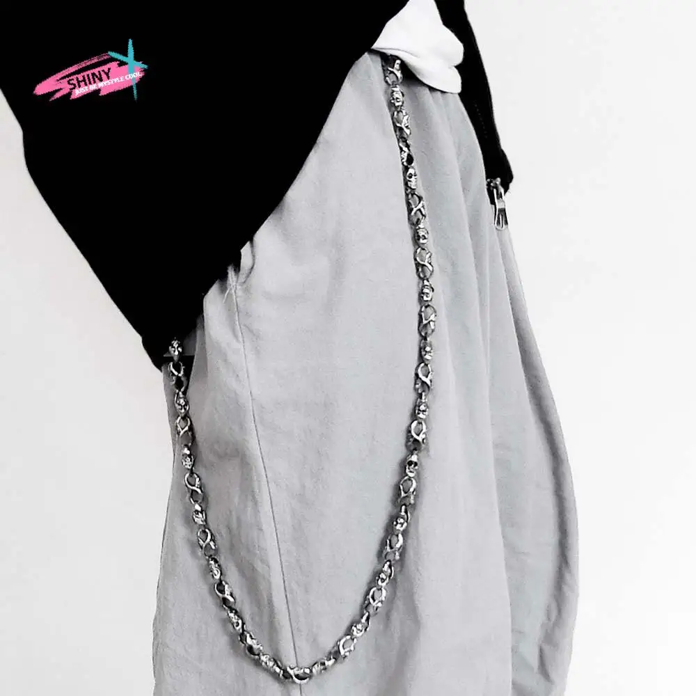 الجينز ديكور كول الجمجمة السراويل سلسلة قابل للتعديل الفضة الرجال الجينز سلسلة المفاتيح مجوهرات اكسسوارات الشرير سبيكة الخصر ديكور الطرف #1