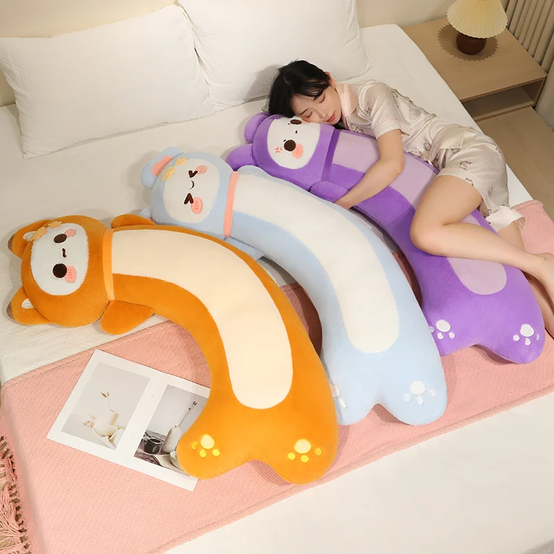 Plush Pillow Purple Pink Animal Designs 90/120cm Curved Body Cushion Large Huggable Side Sleeping Support Bedroom Comfort