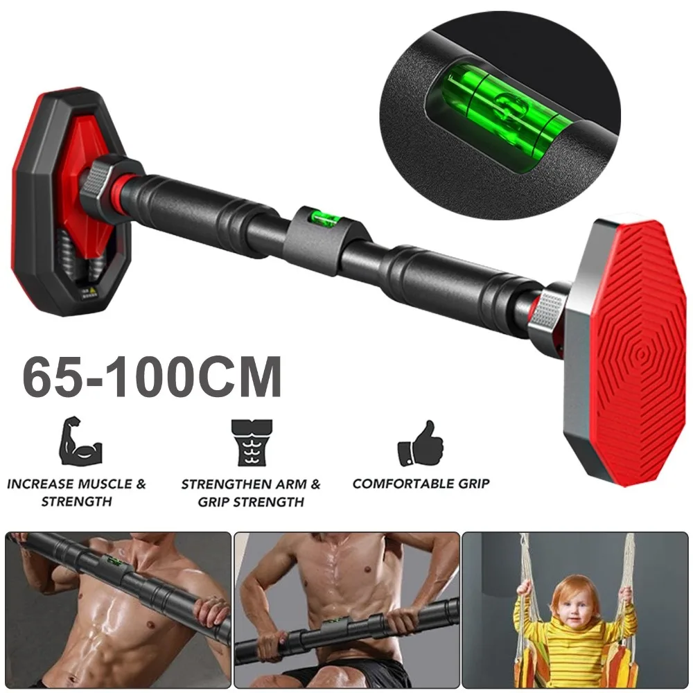 Barra de tracción ajustable para montar en la puerta, ideal para gimnasios en casa. Barra horizontal para ejercicios que se instala sin necesidad de taladrar, equipada con indicador de nivel y