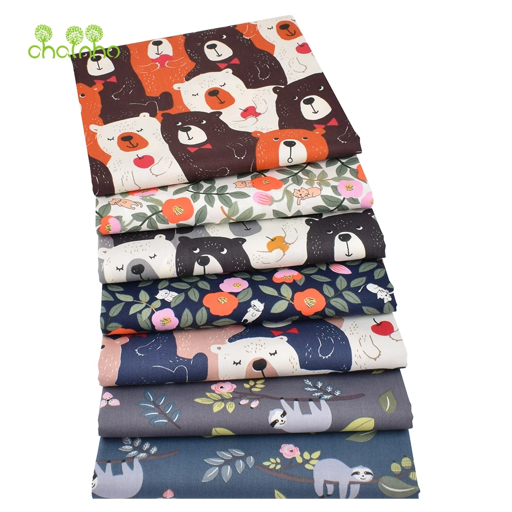 Chainho,Printed Twill Weave Cotton Fabric,Patchwork Cloth,DIY Sewing Quilting Material,Cartoon Series,3 Specification,CC194