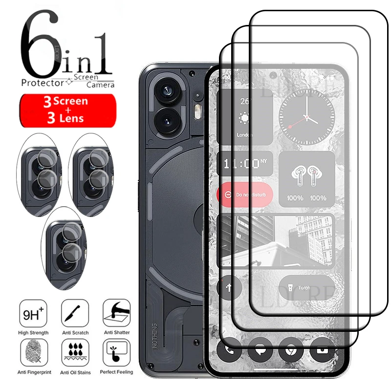 6-in-1 For Noting Phone 2 Glass For Noting Phone 2 Tempered Glass Full Glue Cover 9H Screen Protector Noting Phone 2 Lens Glass