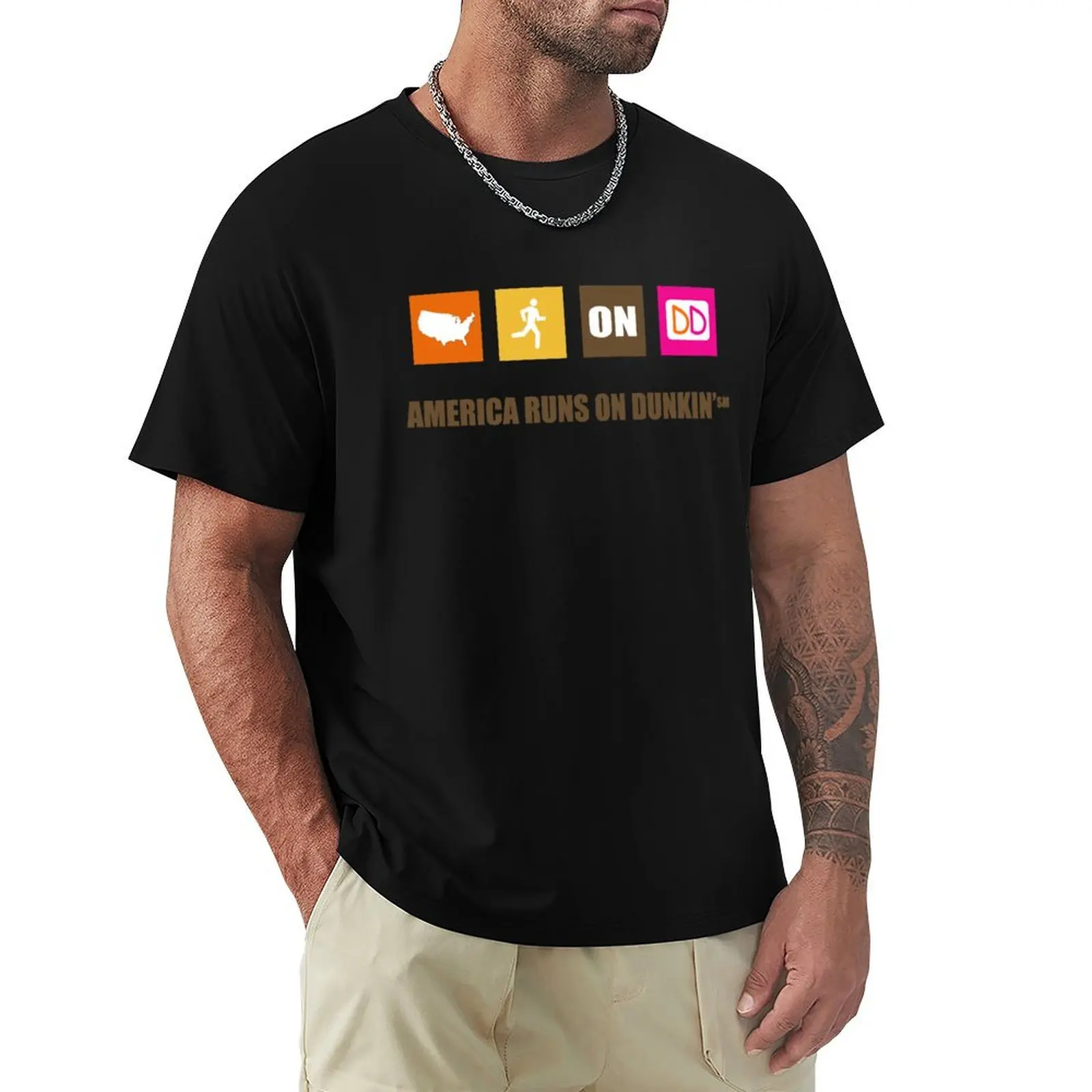 

America Runs On Dunkin T-Shirt funny costumes cute tops anime shirts men
