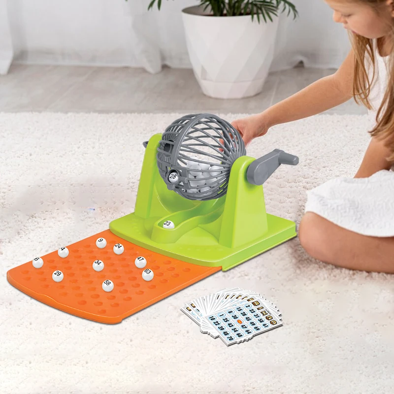 Família diversão bingo gaiola conjunto pai-filho manual loteria número bola máquina brinquedo para grandes grupos festas crianças brinquedos educativos