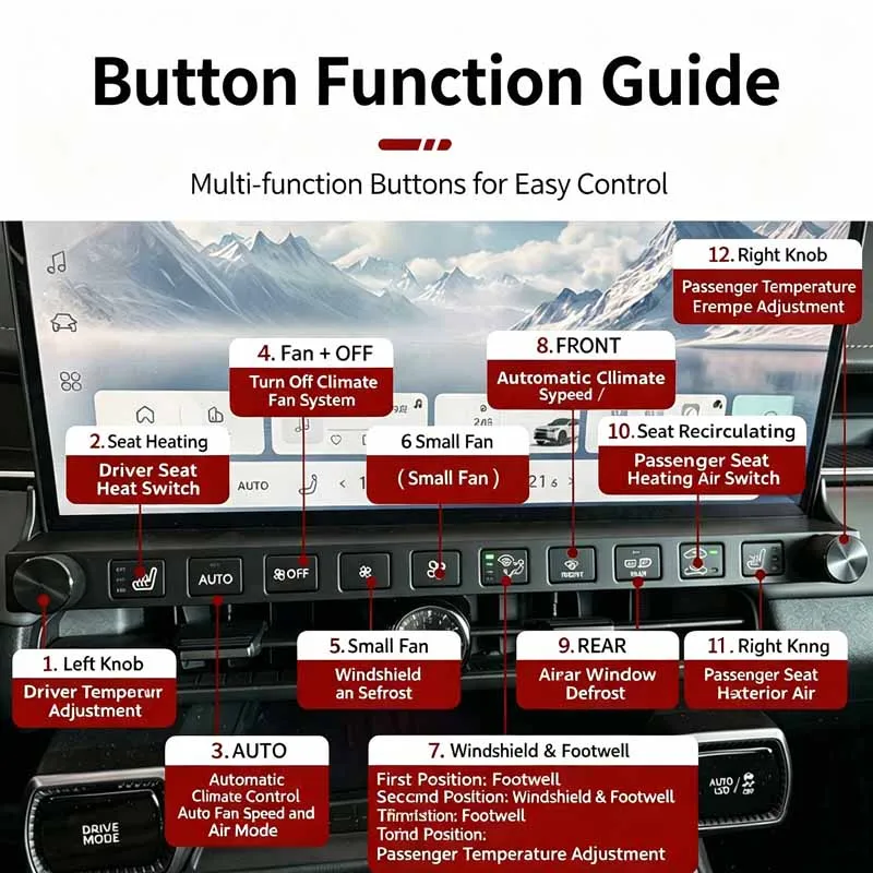 For Toyota RAV4 Wildlander 2026 Center Console Physical Multi-function Control Buttons Interior Refit Modification Accessories