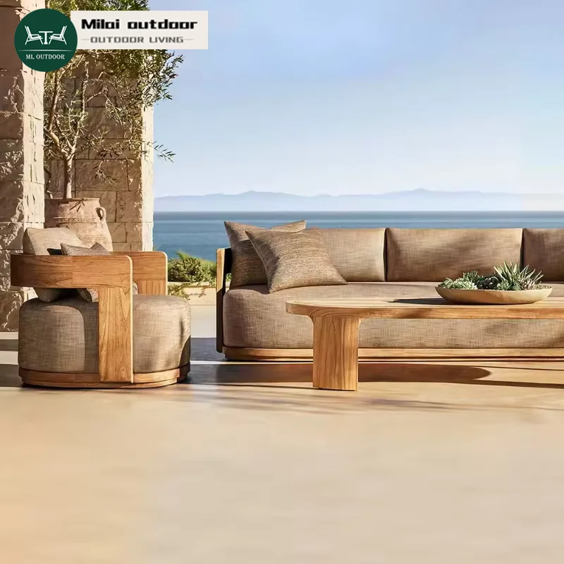 

Customized Modern Design Classic Teak Sofa Set For Garden Balcony Living Room Wood Outdoor Furniture Low MOQ Available Colors