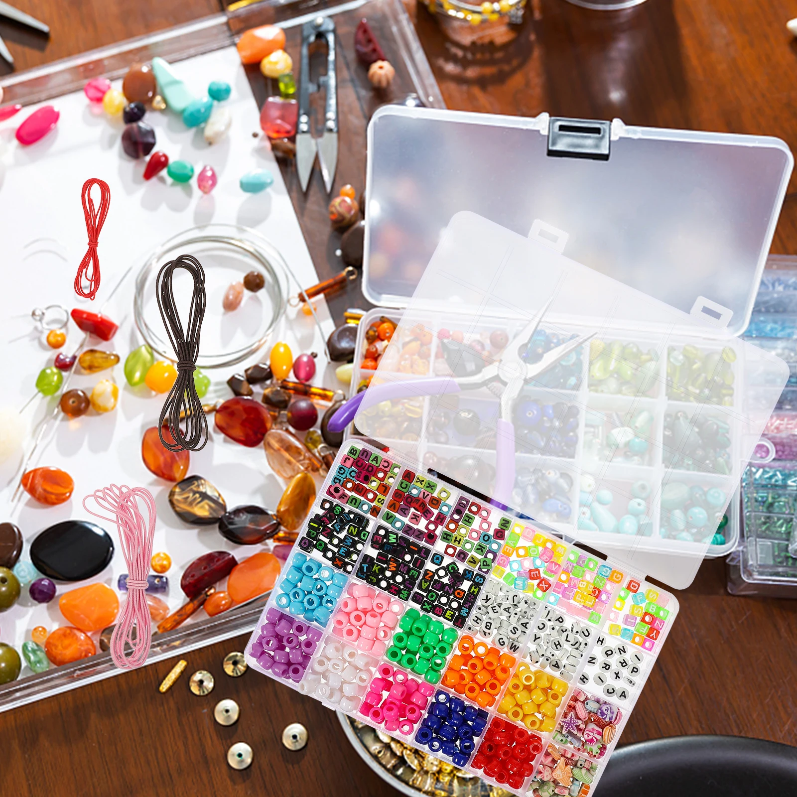 

Bead Bracelet Set Kits Charms Bracelets Beads for Jewelry Making Kids Friendship with Letters Translucent