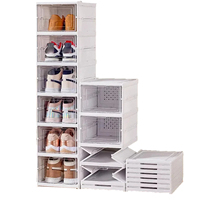 6/3 Layers Foldable Shoes Box Dustproof Thickened Plastic Sneaker Shoe Storage Box Stackable Cabinet Transparent Organizers Rack
