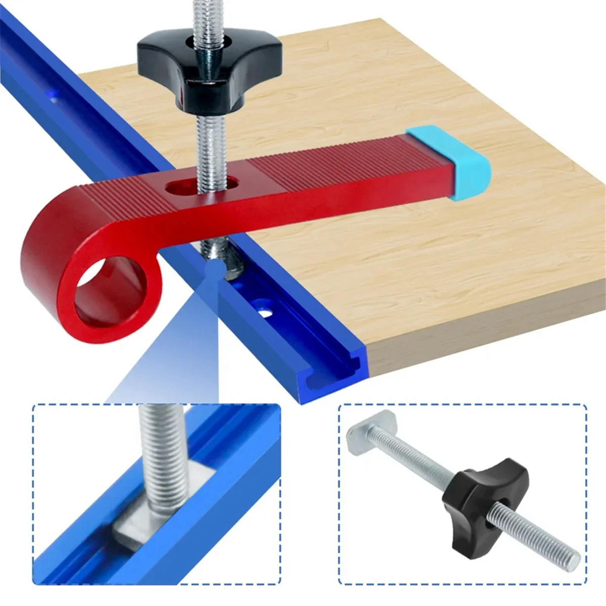 T Track Bolts Knob Kit Miter Track Sliding Nut T-Slider T Slot T Bolt for Woodworking Jigs Fixtures Tools Kit