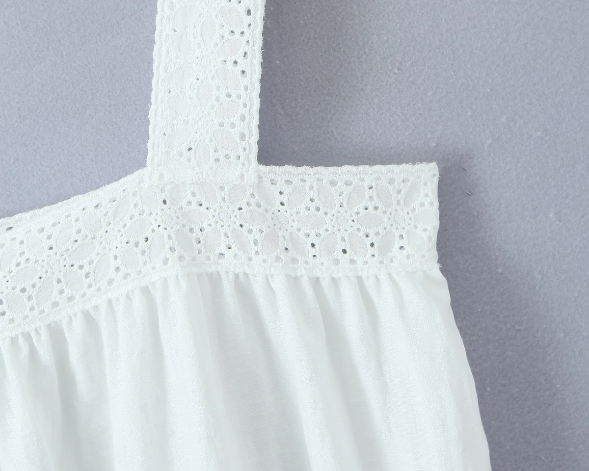 Holiday White Spliced Lace Sla - Summer Clothing Elegant ulasan dan harga