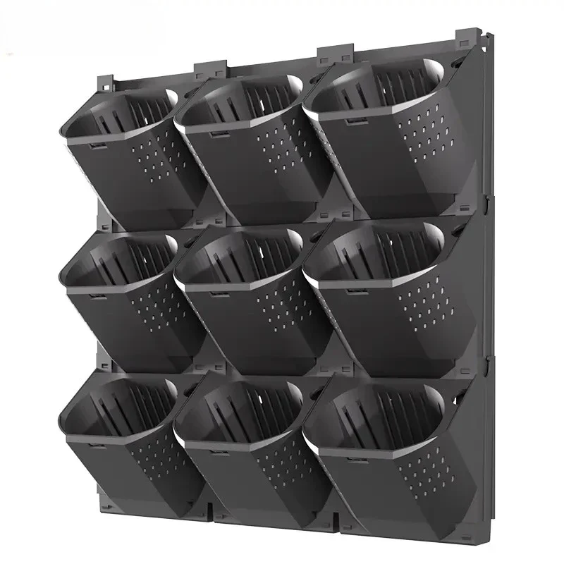 Plant Wall Flower Pot Container Black Three Holes Plastics Wall-mounted Planter Three-dimensional Plant Wall Planting Flowerpot