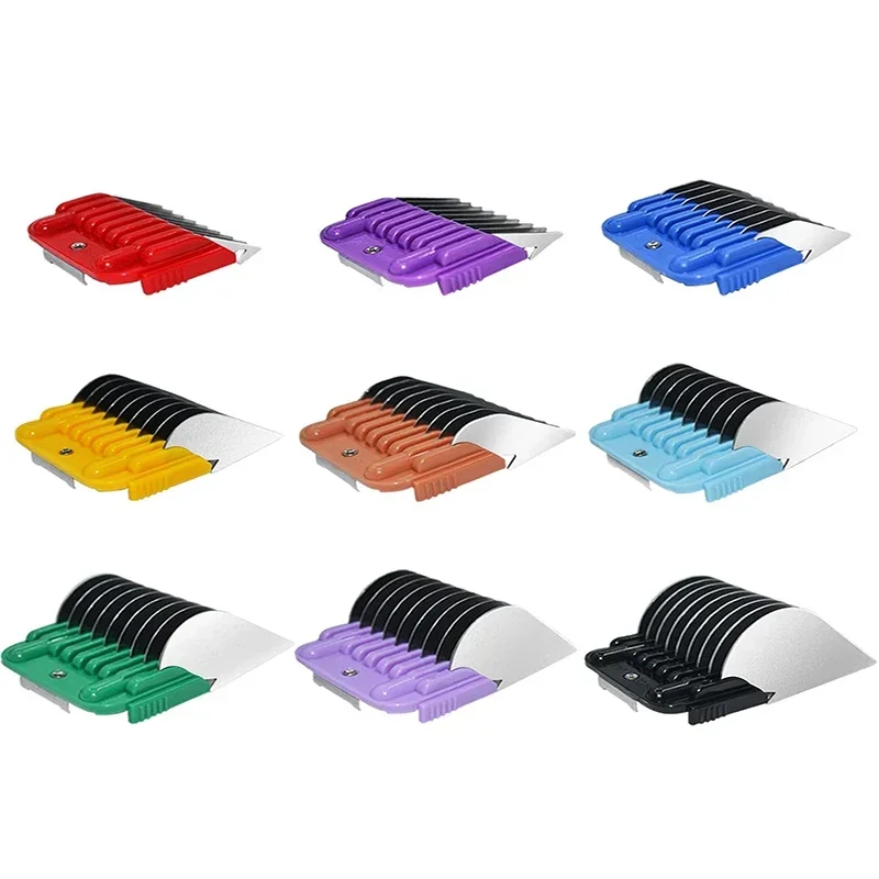 Animal Stainless Steel 9 Color Guide Comb Set for Most Oster/Wahl/Andis Detachable Clippers (ONLY Snap on Size #10/15/30 blades）